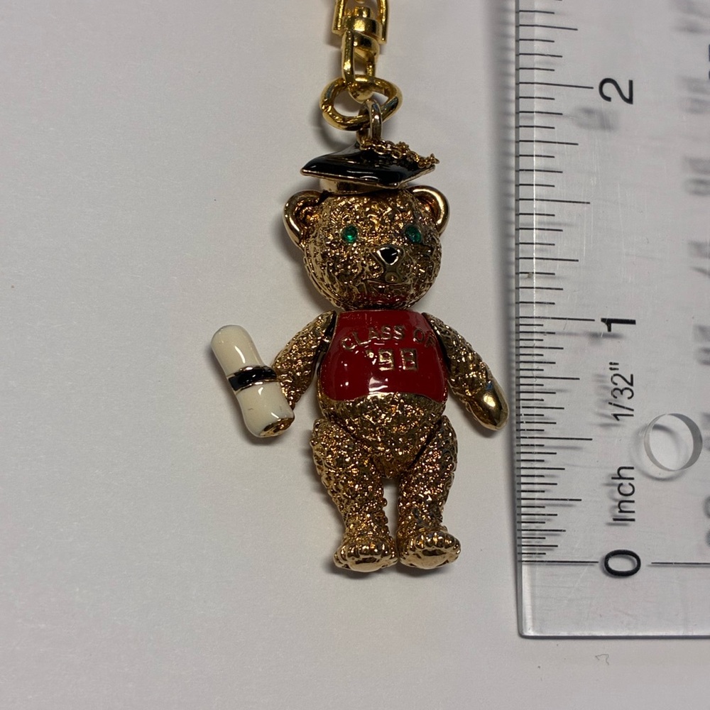 Vintage Teddy Bear Keychain with Red Accents - Picture 3 of 6